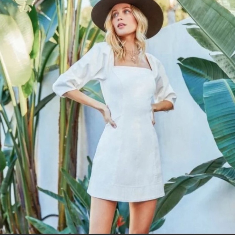 ASTR Rabia Puff Sleeve Mini Dress S